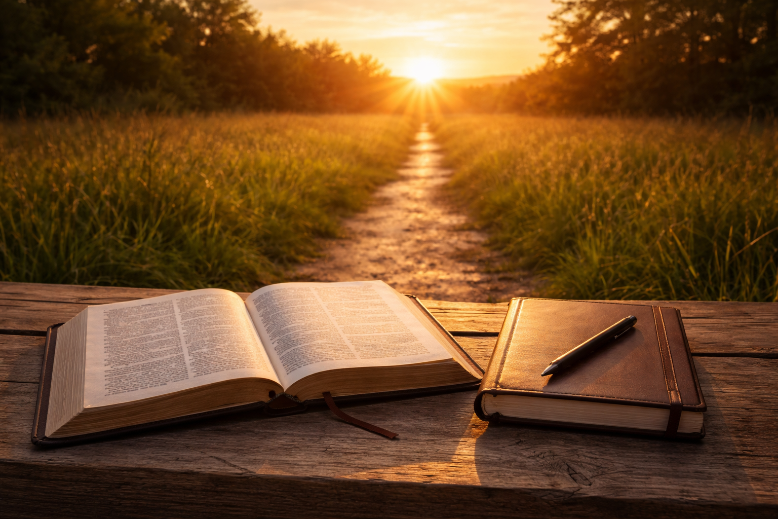 Open Bible and journal representing spiritual formation and Christian maturity