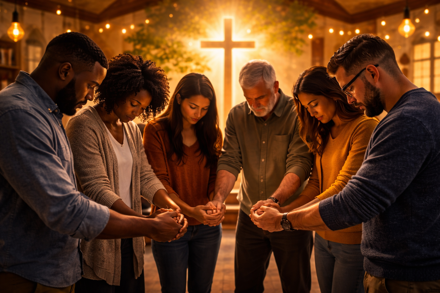 Believers praying together symbolizing spiritual growth in community